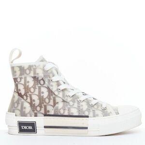 Dior Monogram High-Top Sneakers in White and Brown